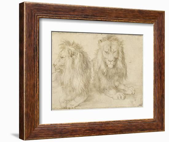 Two Seated Lions, 1521-Albrecht Dürer-Framed Giclee Print