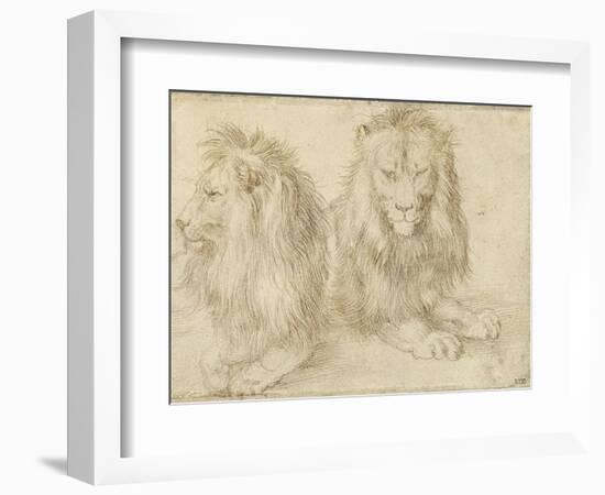 Two Seated Lions, 1521-Albrecht Dürer-Framed Giclee Print