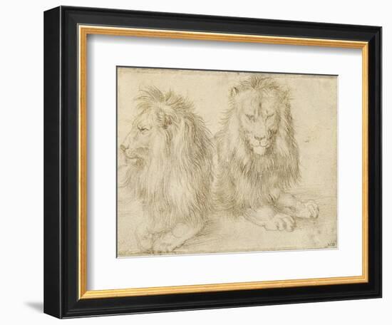 Two Seated Lions, 1521-Albrecht Dürer-Framed Giclee Print