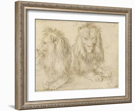 Two Seated Lions, 1521-Albrecht Dürer-Framed Giclee Print