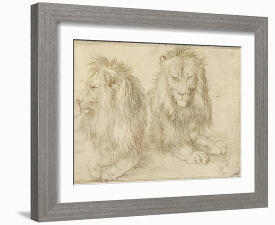 Two Seated Lions, 1521-Albrecht Dürer-Framed Giclee Print