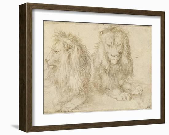 Two Seated Lions, 1521-Albrecht Dürer-Framed Giclee Print