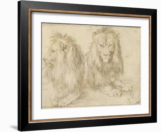 Two Seated Lions, 1521-Albrecht Dürer-Framed Giclee Print