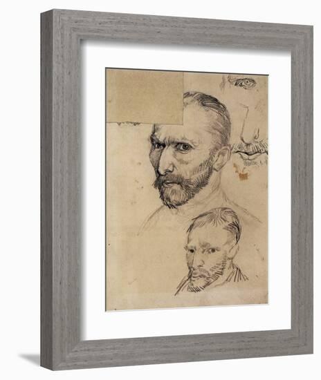 Two Self-Portraits and Several Details-Vincent van Gogh-Framed Art Print