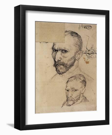 Two Self-Portraits and Several Details-Vincent van Gogh-Framed Art Print