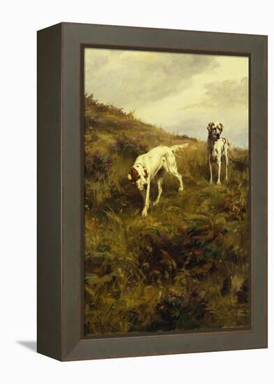 Two Setters Pointing at Quail-Percival L. Rosseau-Framed Premier Image Canvas