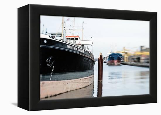 Two Ships in an Industrial Harbour on a Sunny Day-Torsten Richter-Framed Premier Image Canvas