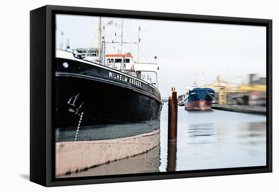 Two Ships in an Industrial Harbour on a Sunny Day-Torsten Richter-Framed Premier Image Canvas