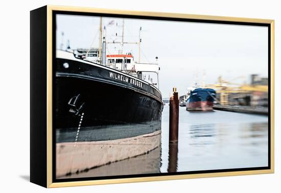 Two Ships in an Industrial Harbour on a Sunny Day-Torsten Richter-Framed Premier Image Canvas