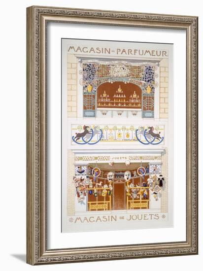 Two Shop-Front Designs: a Perfume Seller's and a Toyshop, C.1880-95 (Colour Litho)-Rene Binet-Framed Giclee Print