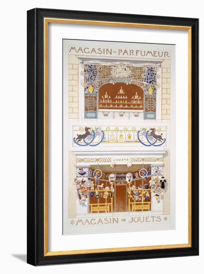 Two Shop-Front Designs: a Perfume Seller's and a Toyshop, C.1880-95 (Colour Litho)-Rene Binet-Framed Giclee Print