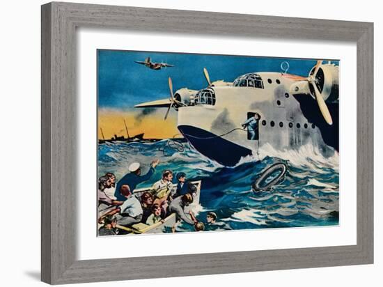 Two Short Sunderlands Rescuing Crew, 1940-null-Framed Giclee Print