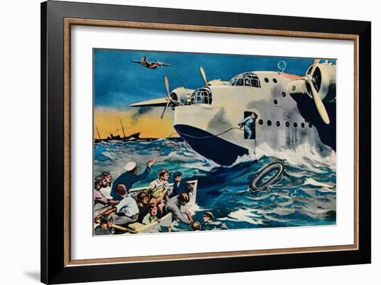 Two Short Sunderlands Rescuing Crew, 1940-null-Framed Giclee Print