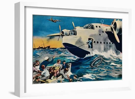 Two Short Sunderlands Rescuing Crew, 1940-null-Framed Giclee Print