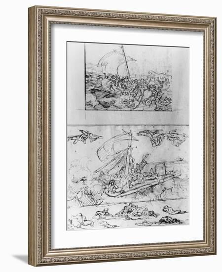 Two Sketches for the Raft of the Medusa, C.1819-Théodore Géricault-Framed Giclee Print