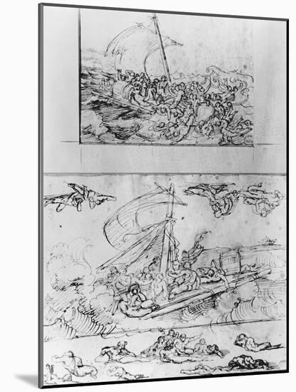 Two Sketches for the Raft of the Medusa, C.1819-Théodore Géricault-Mounted Giclee Print