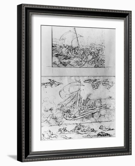 Two Sketches for the Raft of the Medusa, C.1819-Théodore Géricault-Framed Giclee Print