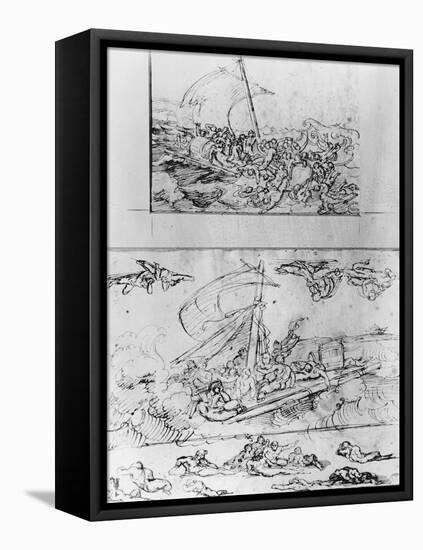 Two Sketches for the Raft of the Medusa, C.1819-Théodore Géricault-Framed Premier Image Canvas