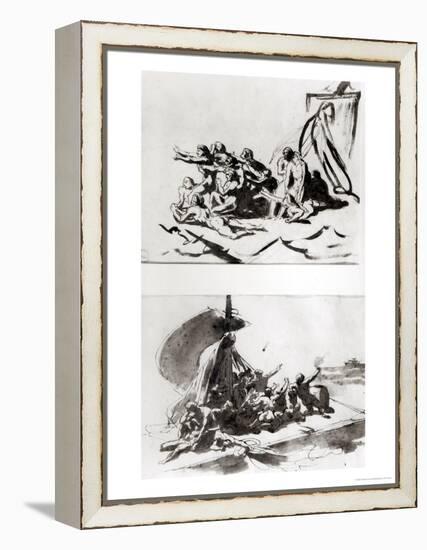 Two Sketches for the Raft of the Medusa, circa 1819-Théodore Géricault-Framed Premier Image Canvas