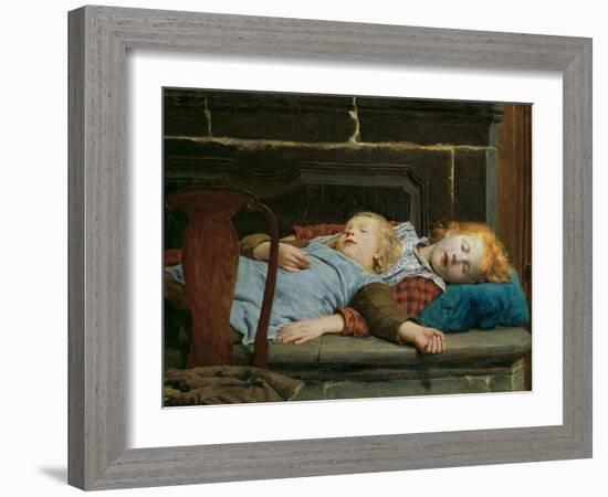 Two Sleeping Girls on the Stove Bench by Anker, Albert (1831-1910). Oil on Canvas, 1895, Dimension-Albert Anker-Framed Giclee Print