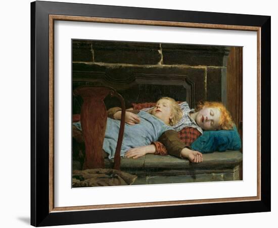 Two Sleeping Girls on the Stove Bench by Anker, Albert (1831-1910). Oil on Canvas, 1895, Dimension-Albert Anker-Framed Giclee Print
