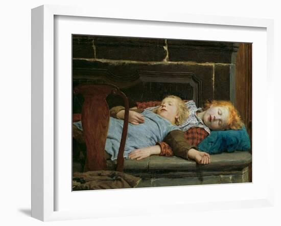 Two Sleeping Girls on the Stove Bench by Anker, Albert (1831-1910). Oil on Canvas, 1895, Dimension-Albert Anker-Framed Giclee Print