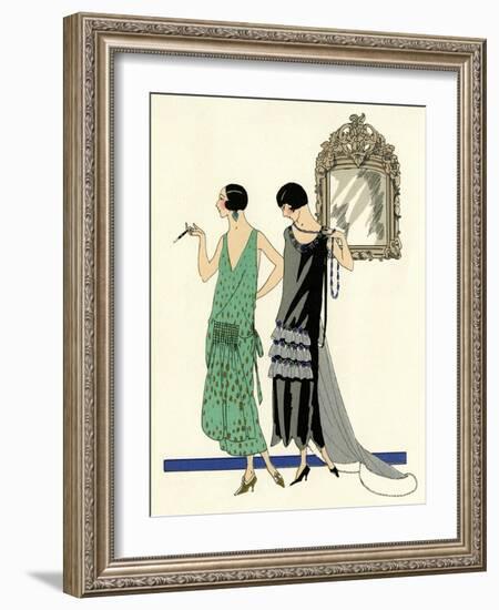 Two Sleeveless Evening Dresses by Doeuillet-null-Framed Art Print