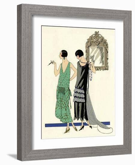 Two Sleeveless Evening Dresses by Doeuillet-null-Framed Art Print