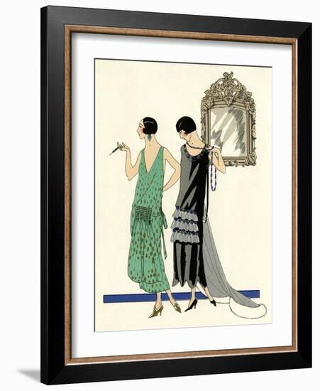 Two Sleeveless Evening Dresses by Doeuillet-null-Framed Art Print