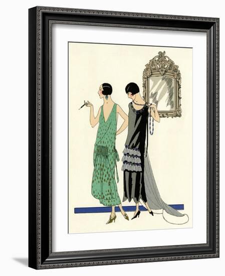 Two Sleeveless Evening Dresses by Doeuillet-null-Framed Art Print