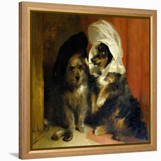 Two Small Dogs with Hats on Their Heads, c.1836-Edwin Henry Landseer-Framed Premier Image Canvas