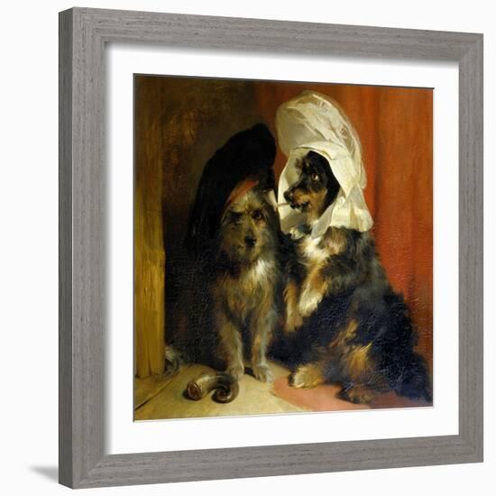 Two Small Dogs with Hats on Their Heads, c.1836-Edwin Henry Landseer-Framed Giclee Print