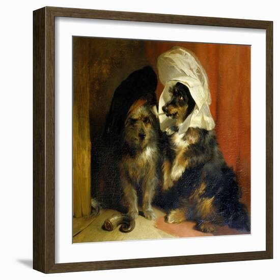Two Small Dogs with Hats on Their Heads, c.1836-Edwin Henry Landseer-Framed Giclee Print