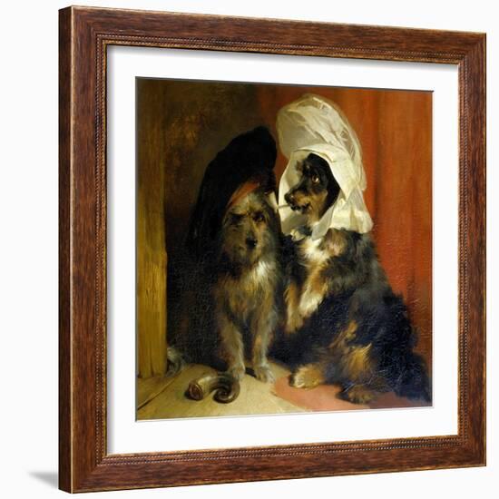 Two Small Dogs with Hats on Their Heads, c.1836-Edwin Henry Landseer-Framed Giclee Print