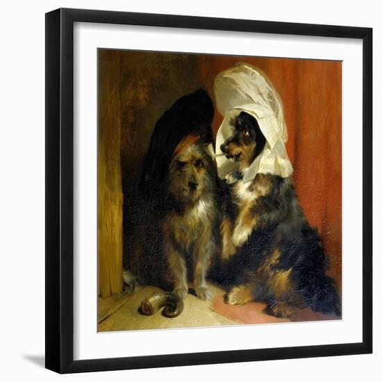 Two Small Dogs with Hats on Their Heads, c.1836-Edwin Henry Landseer-Framed Giclee Print