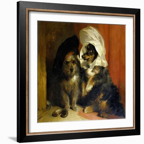 Two Small Dogs with Hats on Their Heads, c.1836-Edwin Henry Landseer-Framed Giclee Print