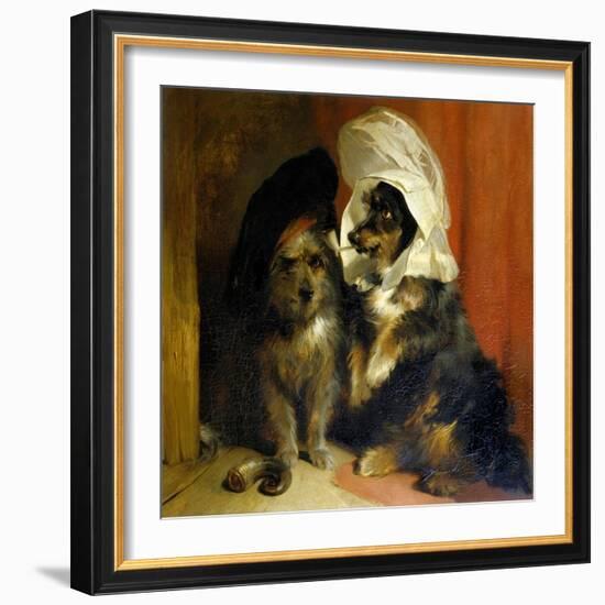 Two Small Dogs with Hats on Their Heads, c.1836-Edwin Henry Landseer-Framed Giclee Print