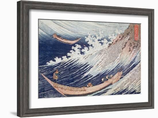 Two Small Fishing Boats on the Sea-Katsushika Hokusai-Framed Giclee Print