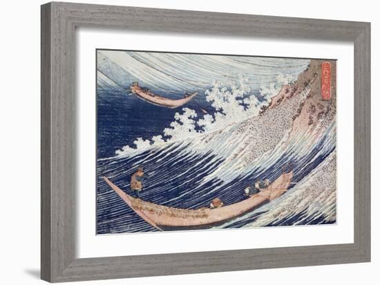 Two Small Fishing Boats on the Sea-Katsushika Hokusai-Framed Giclee Print