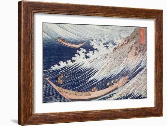 Two Small Fishing Boats on the Sea-Katsushika Hokusai-Framed Giclee Print