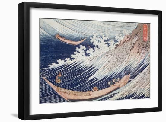 Two Small Fishing Boats on the Sea-Katsushika Hokusai-Framed Giclee Print