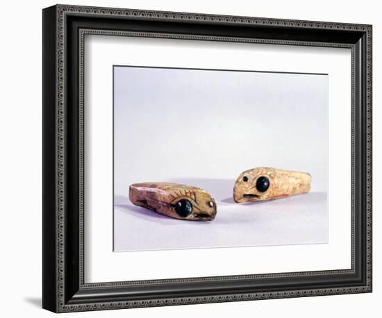 Two small ivory carvings of bird heads-Werner Forman-Framed Giclee Print