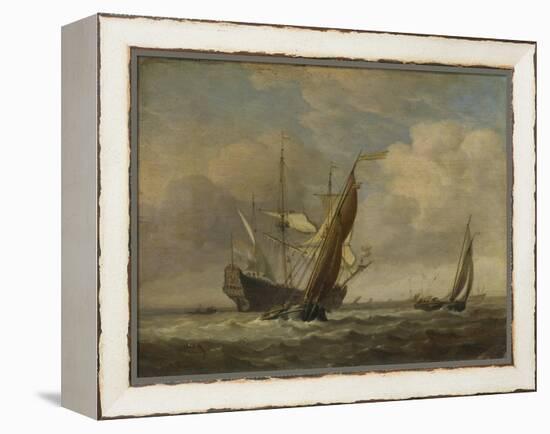 Two Small Vessels and a Dutch Man-Of-War in a Breeze, C. 1660-Willem Van De Velde The Younger-Framed Premier Image Canvas
