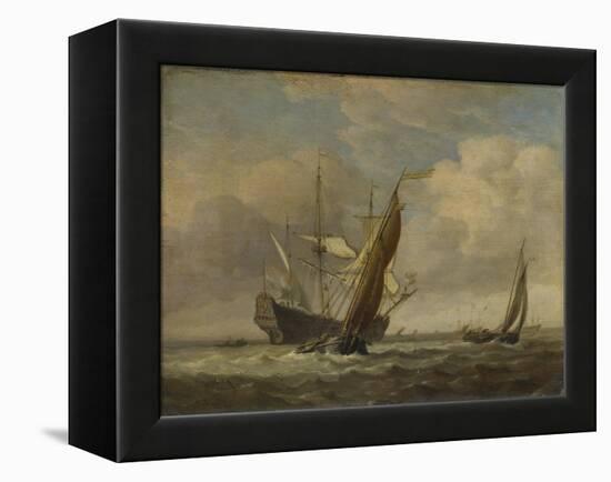 Two Small Vessels and a Dutch Man-Of-War in a Breeze, C. 1660-Willem Van De Velde The Younger-Framed Premier Image Canvas