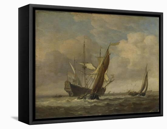 Two Small Vessels and a Dutch Man-Of-War in a Breeze, C. 1660-Willem Van De Velde The Younger-Framed Premier Image Canvas