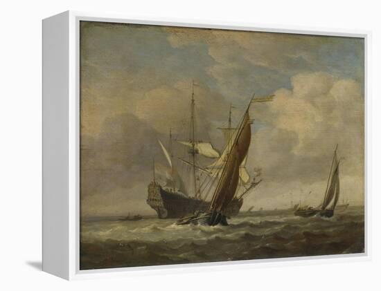 Two Small Vessels and a Dutch Man-Of-War in a Breeze, C. 1660-Willem Van De Velde The Younger-Framed Premier Image Canvas