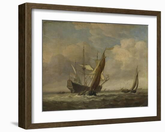 Two Small Vessels and a Dutch Man-Of-War in a Breeze, C. 1660-Willem Van De Velde The Younger-Framed Giclee Print