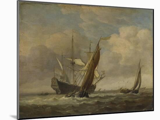 Two Small Vessels and a Dutch Man-Of-War in a Breeze, C. 1660-Willem Van De Velde The Younger-Mounted Giclee Print