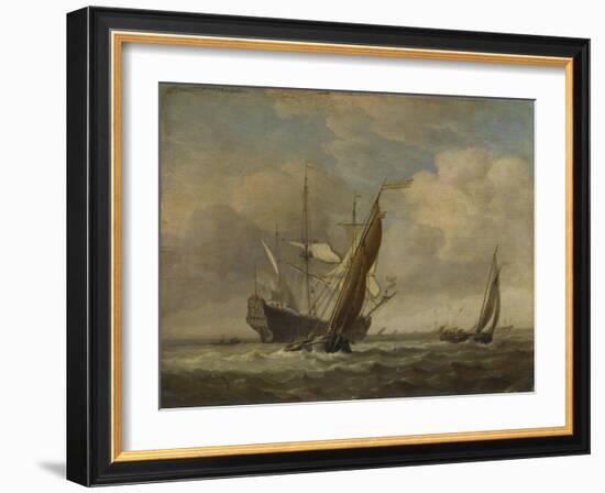 Two Small Vessels and a Dutch Man-Of-War in a Breeze, C. 1660-Willem Van De Velde The Younger-Framed Giclee Print