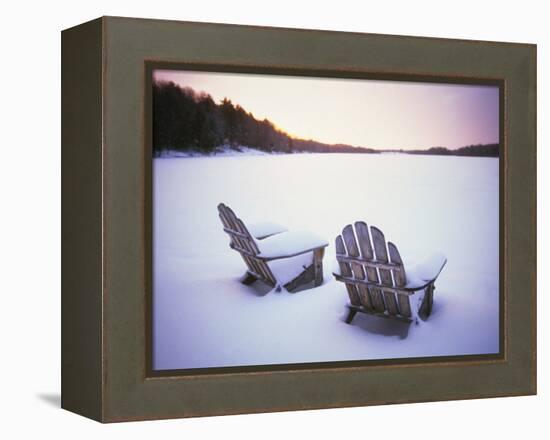 Two Snow-covered Chairs Outdoors-Ralph Morsch-Framed Premier Image Canvas